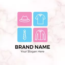 Stylish Pink and Blue Icons Representing Clothing Brand Logo Template