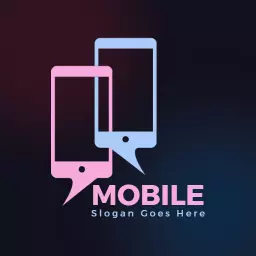 Stylish Pink and Blue Mobile Devices Showcasing Connectivity Logo Template