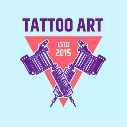 Stylish Pink and Blue Tattoo Art Design Celebrating Creativity Logo Template