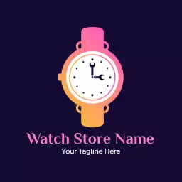 Stylish Pink and Orange Watch Design for Luxury Watch Store Logo Template