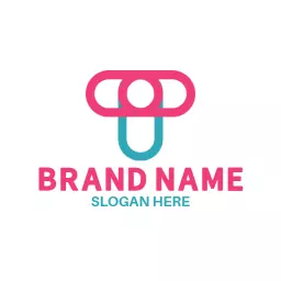 Stylish Pink and Teal T Letter Design for Branding Logo Template