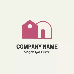 Stylish Pink and White Home Illustrations in Real Estate Logo Template