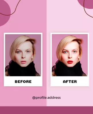 Stylish Pink Beauty Transformation Before and After Poster Template