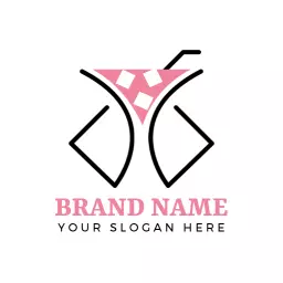 Stylish Pink Cocktail Design Representing Drinking Culture Logo Template