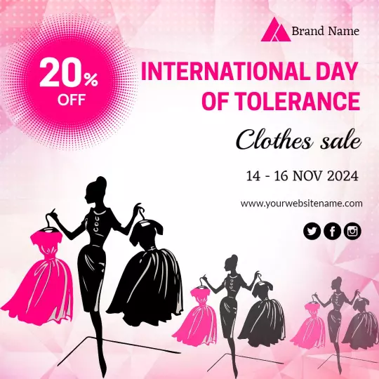 Stylish Pink Dress Sale for International Day of Tolerance Ad Template