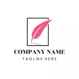 Stylish Pink Feather Design Perfect for Company Branding Logo Template