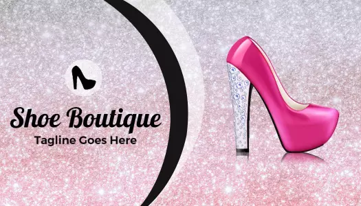 Stylish Pink Glittering Shoe Boutique Business Card Template