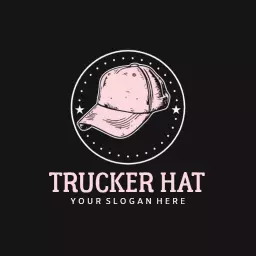 Stylish Pink Graphic Inspired Trucker Hat Logo Template