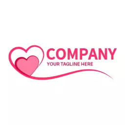 Stylish Pink Heart Design Representing Love and Care Logo Template