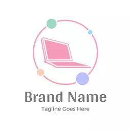 Stylish Pink Laptop Design Highlighting Computer Innovations Logo Template