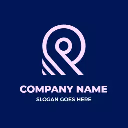 Stylish Pink R Letter Design on Elegant Navy Background Logo Template