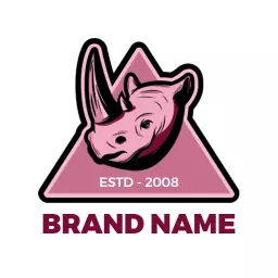 Stylish Pink Rhino Illustration in a Bold Triangle Logo Template