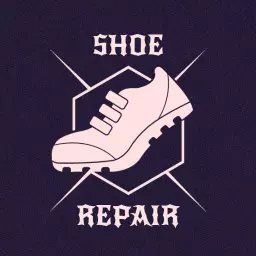 Stylish Pink Shoe Design Representing Expert Shoe Repair Logo Template