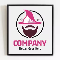 Stylish Pink Wizard Hat Design Representing Magical Services Logo Template