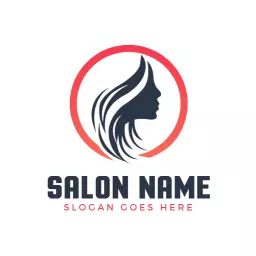 Stylish Profile Silhouette Representing Beauty Salon Logo Template