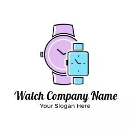 Stylish Purple and Blue Watch Designs for Your Brand Logo Template