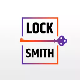 Stylish Purple and Orange Key Design for Locksmith Logo Template