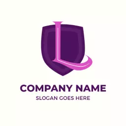 Stylish Purple and Pink L Letter Design with Shield Logo Template