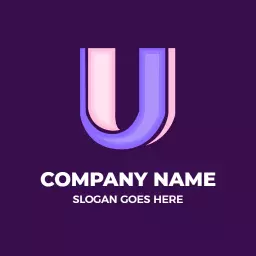 Stylish Purple and Pink U Letter Design for Branding Logo Template