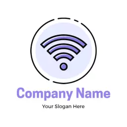 Stylish Purple and White WiFi Signal Icon Logo Template