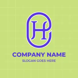 Stylish Purple H Letter Design on Light Green Background Logo Template