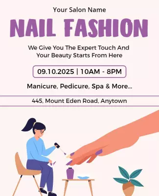 Stylish Purple Nail Fashion Salon Services Poster Template