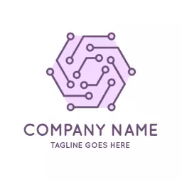 Stylish Purple Network Design with Hexagonal Shape Logo Template