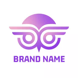Stylish Purple Owl Design Representing Wisdom and Insight Logo Template