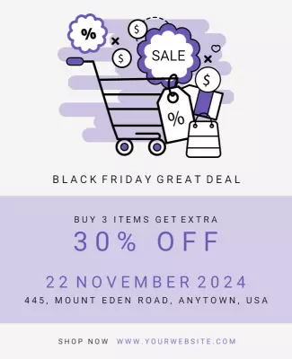 Stylish Purple Shopping Sale Promotion Poster Template
