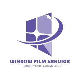 Stylish Purple Window Design Showcasing Premium Film Service Logo Template