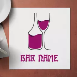 Stylish Purple Wine Bottles and Glass Design for Wine Bar Logo Template