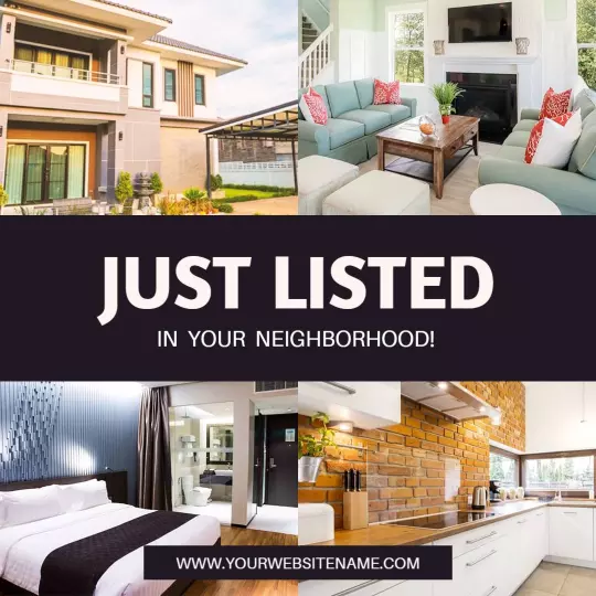 Stylish Real Estate Listings with Modern Home Interiors Ad Template