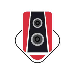 Stylish Red and Black Speaker Design for Audio Lovers Logo Template