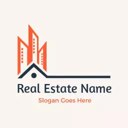 Stylish Red and Blue Buildings Symbolizing Real Estate Logo Template