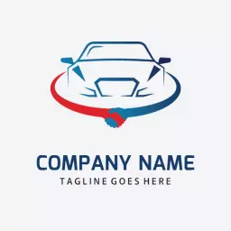Stylish Red and Blue Car Emblem for Dealership Business Logo Template