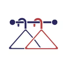 Stylish Red and Blue Hangers Showcasing Fashion Trends Logo Template