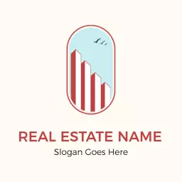 Stylish Red and Blue Real Estate Market Growth Logo Template
