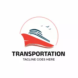 Stylish Red and Blue Ship Design for Transportation Logo Template