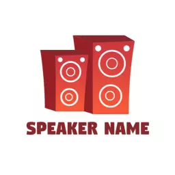 Stylish Red and Orange Speaker Design for Audio Enthusiasts Logo Template