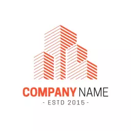 Stylish Red and White 3D Building Design Logo Template