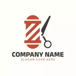 Stylish Red and White Barber Shop Featuring Scissors Logo Template