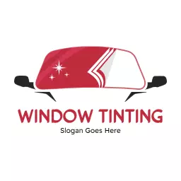 Stylish Red and White Car Design for Window Tinting Logo Template