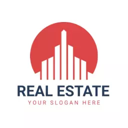 Stylish Red Circle Design Highlighting Real Estate Growth Logo Template