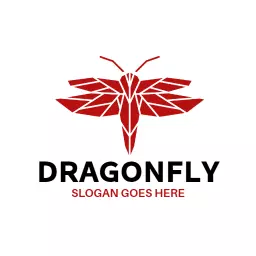 Stylish Red Dragonfly Design for Nature-Inspired Logo Template