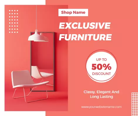 Stylish Red Furniture Promotion with Discount Offer Ad Template