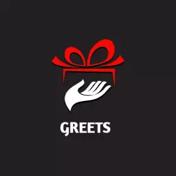 Stylish Red Gift Box with Hand for Cozy Gift Shop Logo Template