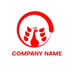 Stylish Red Peacock Design Showcasing Elegance and Beauty Logo Template