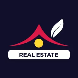 Stylish Red Roof with Leaf Symbolizing Real Estate Logo Template
