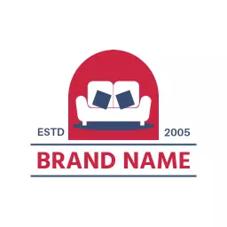 Stylish Red Sofa Design Perfect for Modern Furniture Logo Template