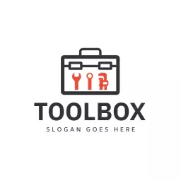 Stylish Red Toolbox Design Representing Home Improvement Logo Template
